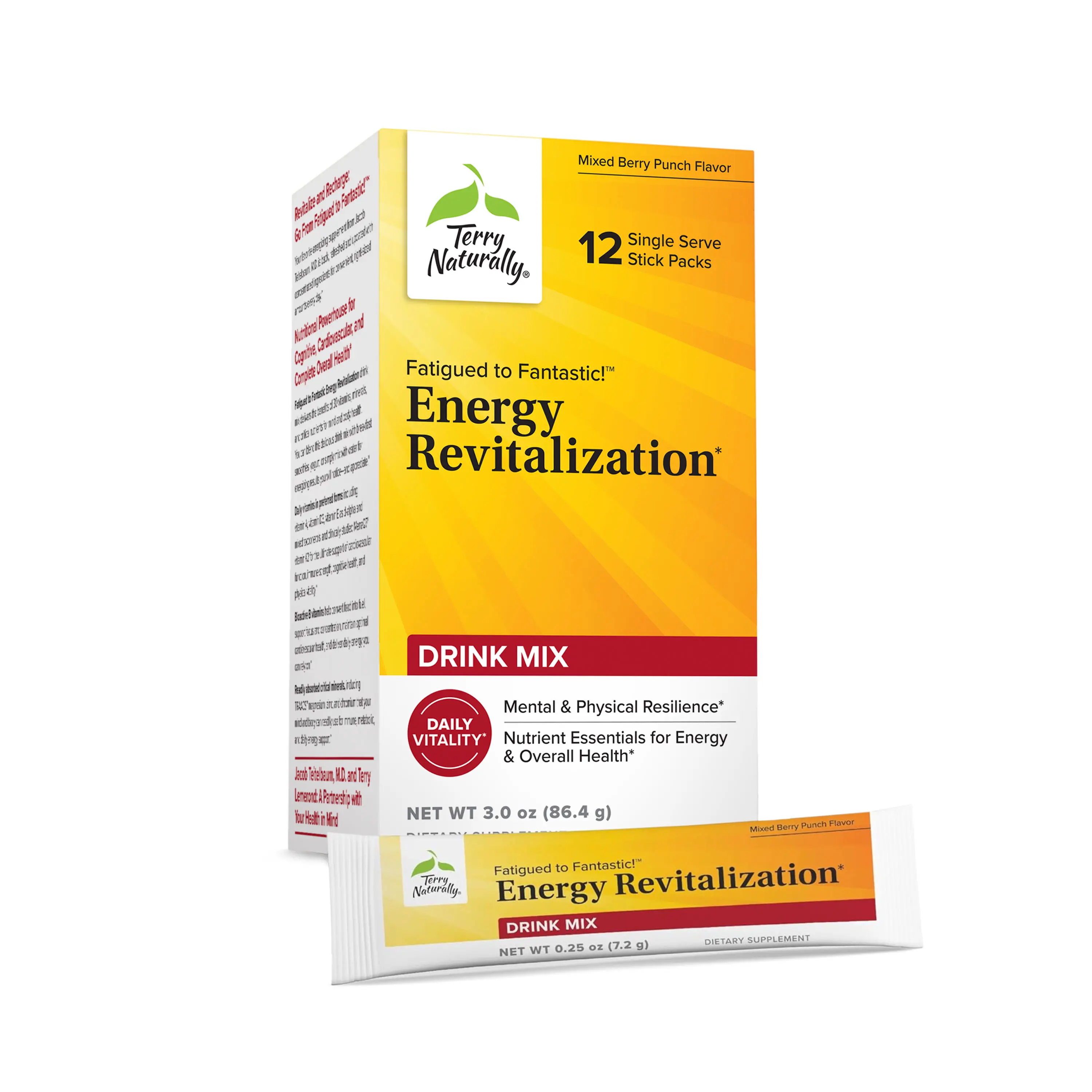 Terry Naturally Fatigued to Fantastic On The Go Energy Stick Packs 12 Count Daily Energy Support Mind Body Support Non GMO