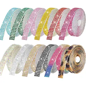 Rhinestone Ribbon Self Adhesive  Rhinestones, 12-Rolls Bedazzling Strips, 12-Yard Rhinestone Strips for DIY Craft, Rhinestones for Crafting