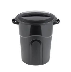 20 Gallon Heavy Duty Plastic Garbage Can with Included Lid, Black