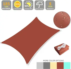 Waterproof Sun Shade Sail  Rust Red Shade Canopy Curved Edge 95% UV Blocking Awning Shelter for Outdoor Patio Backyard Garden Activities
