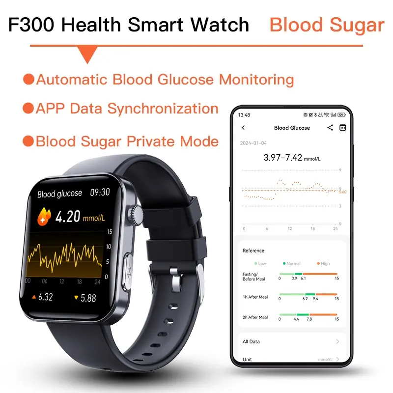 Smart Medical Watch with Real-Time Blood Sugar, Heart & Uric Acid Tracker，quick connection with mobile phone
