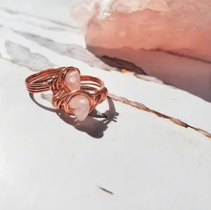 Rose Quartz | Rose Gold Handmade Wire-Wrapped Ring