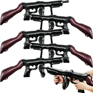 6 Pcs Inflatable Gun PropInflatable Prop Gun For CosplayCostume Accessories Fake Machine Costume Inflatable Theme Birthday Party 1920S Party Decorations Supplies Indoor Outdoor