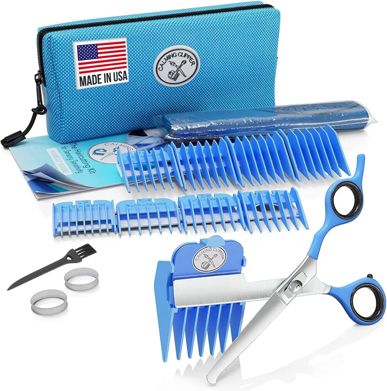 Calming Silent Right-Handed Hair Clippers - 20 Pieces Child Kit for Autism & Sensory Sensitivity, Calming Cut Easy Trim Hair Care Tool, Child Hair