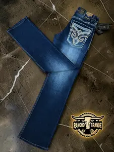ACE - 1465 Dark b. Mens Western Cowboy Jeans Straight Fit Boot Cut / Pantalon Vaquero para Hombre corte para Bota