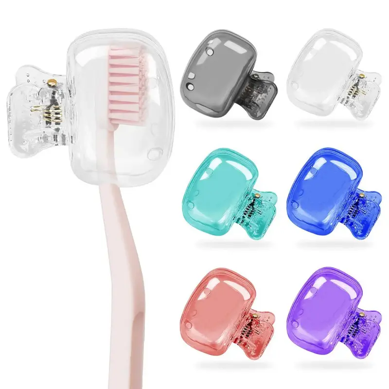Travel Toothbrush Head Cover, 6 Counts/set Portable Toothbrush Protector Caps, Protective Brush Pod Case, Toothbrush Organizer for Home, Travel, School & Business, Dustproof Toothbrush Holders, Toothbrush Holder Organizers, Toothbrush Storage