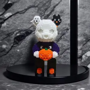 Skull Pumpkin Halloween Bear 3D Puzzle Building Block Set, 4988 Pieces, Creative Decoration Gift for Birthday Christmas DIY Craft Lover