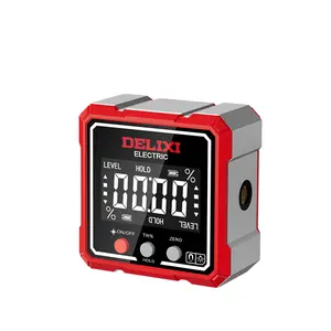 DELIXI Digital Angle Finder with Dual Laser, 4-side Strong Magnetic Angle Gauge, Cube Inclinometer with Backlight, Table Saw Miter Protractor, Woodworking Measuring Tool, Level Box for Hanging