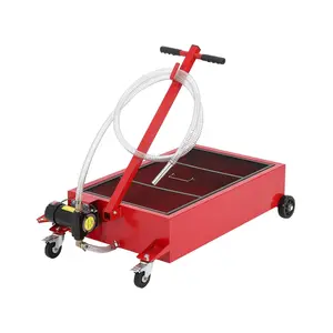 GARVEE 20GAL Oil Drain Pan with 12V 180W Electric Pump, Metal Oil Change Pan Cart Featuring 8FT Hose & Folding Handle, Suitable for Cars, SUVs, Trucks, Buses, and RVs, Red