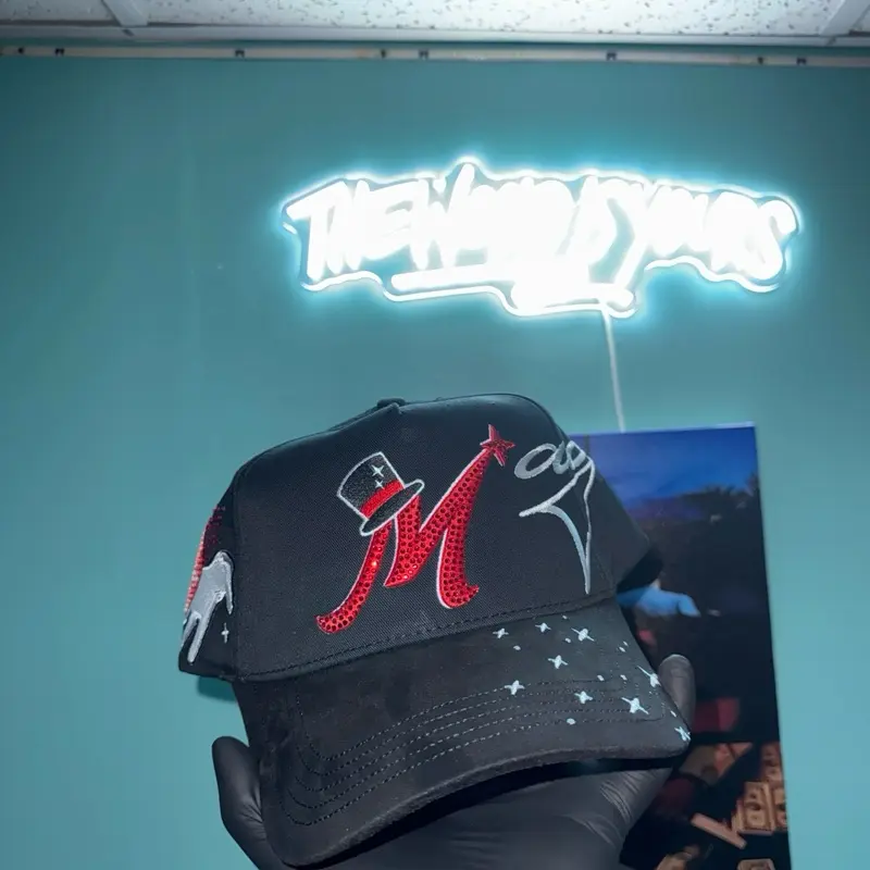 1:1 Thirty One Hats El Mago Red Black Cap with Red Glitter Logo and White Stars