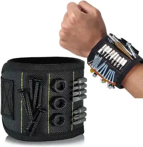Magnetic Wristband Small Tool Storage Bag 365mm Compact Design for Screwdrivers Screws & Iron Parts Black Detachable Tool Bags Tool Pouch