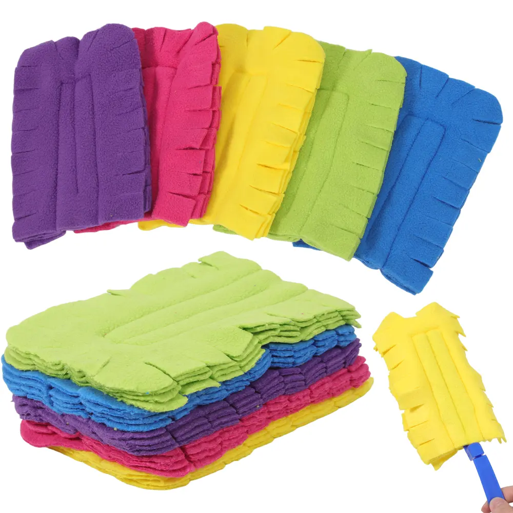 12 Pcs Duster Refill Reusable Fleece Duster Refills Feather Flat Dusters Multi Surface Washable Cleaning Pads Tools for Home, Blinds, Car, Pet, Furniture, Fans (Dark Color)
