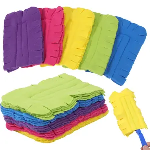 12 Pcs Duster Refill Reusable Fleece Duster Refills Feather Flat Dusters Multi Surface Washable Cleaning Pads Tools for Home, Blinds, Car, Pet, Furniture, Fans (Dark Color)