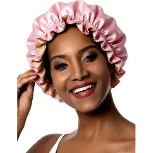 Household daily necessities Satin Bonnet Silk Hair Bonnet for Sleeping, Double Layer Reusable Satin Sleep Cap w/Elastic Band Soft Breathable Hair Cover