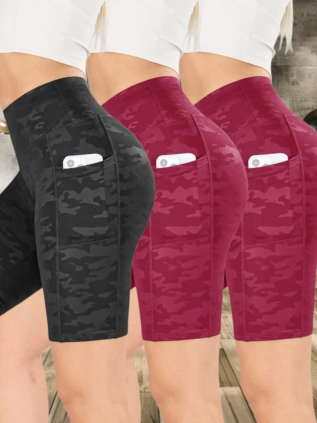 Women's Camo Print Gym Shorts, Breathable Comfortable Skinny Shorts, Side Pockets Shorts, Ladies Sportswear for Indoor Outdoor Wear, Stretch Shorts, Bottoms Women's Camo Print Gym Shorts, Breathable Comfortable Skinny Shorts, Side Pockets Shorts, Ladies Sportswear for Indoor Outdoor Wear, Stretch Shorts, Bottoms