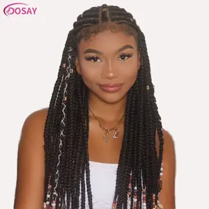 DOSAY Synthetic 32" Fulani Braided Wigs Full Lace Knotless Box Braids Lace Wigs For Black Women 100% Hand Made Lace With Baby Hair