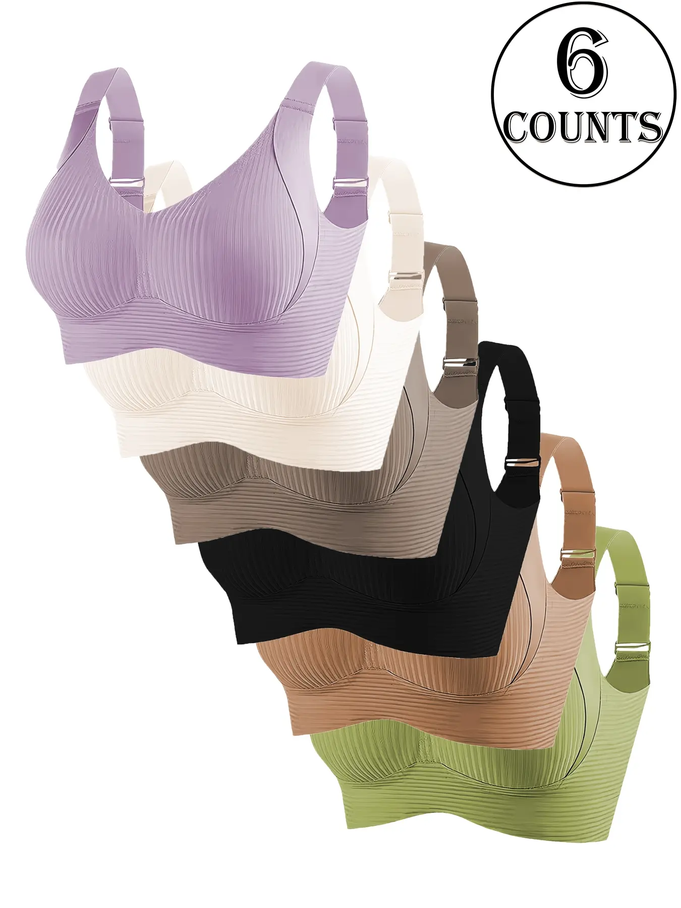Women's Seamless Wireless Bra, Adjustable Wide Straps, Comfortable Breathable Lingerie, Medium Support, Casual All-Season Wear Women's Seamless Wireless Bra, Adjustable Wide Straps, Comfortable Breathable Lingerie, Medium Support, Casual All-Season Wear