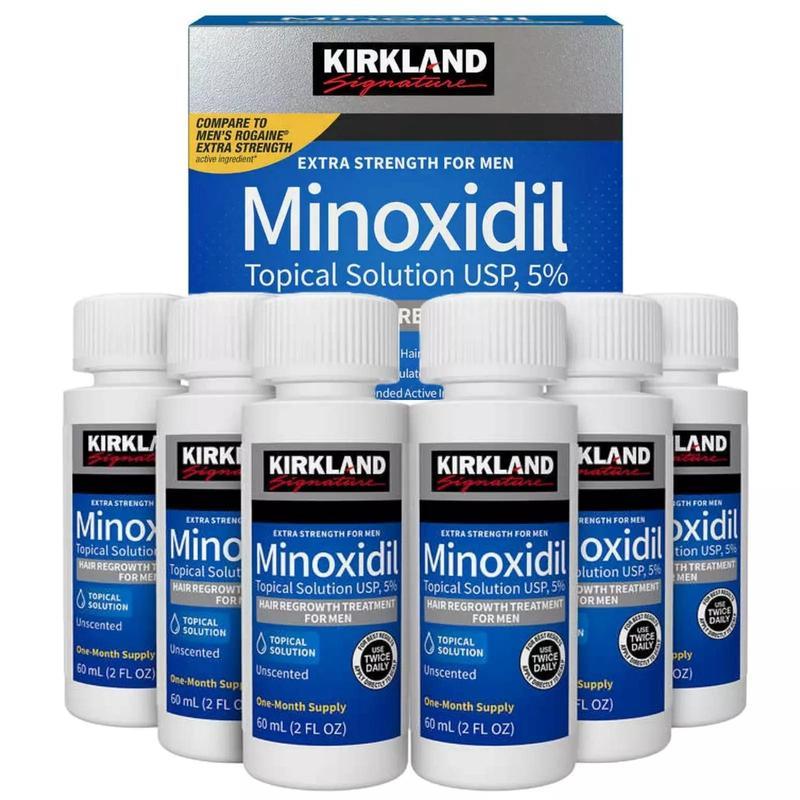 Kirkland Signature Minoxidil 5% Men's Hair Regrowth Treatment Extra Strength Liquid Solution for Thinning Hair & Hair Loss