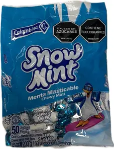Colombina Snow Mint Bag - 50 Individually Wrapped Mints for Freshness and Convenience