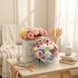 Iced Blue Rose Artificial Flowers Frozen Color Faux Blooms for Valentine's Day Decor Wedding Arrangements Home Centerpiece Luxury Floral Displays Eco-friendly Recyclable Silk Fruit Plants Ornaments