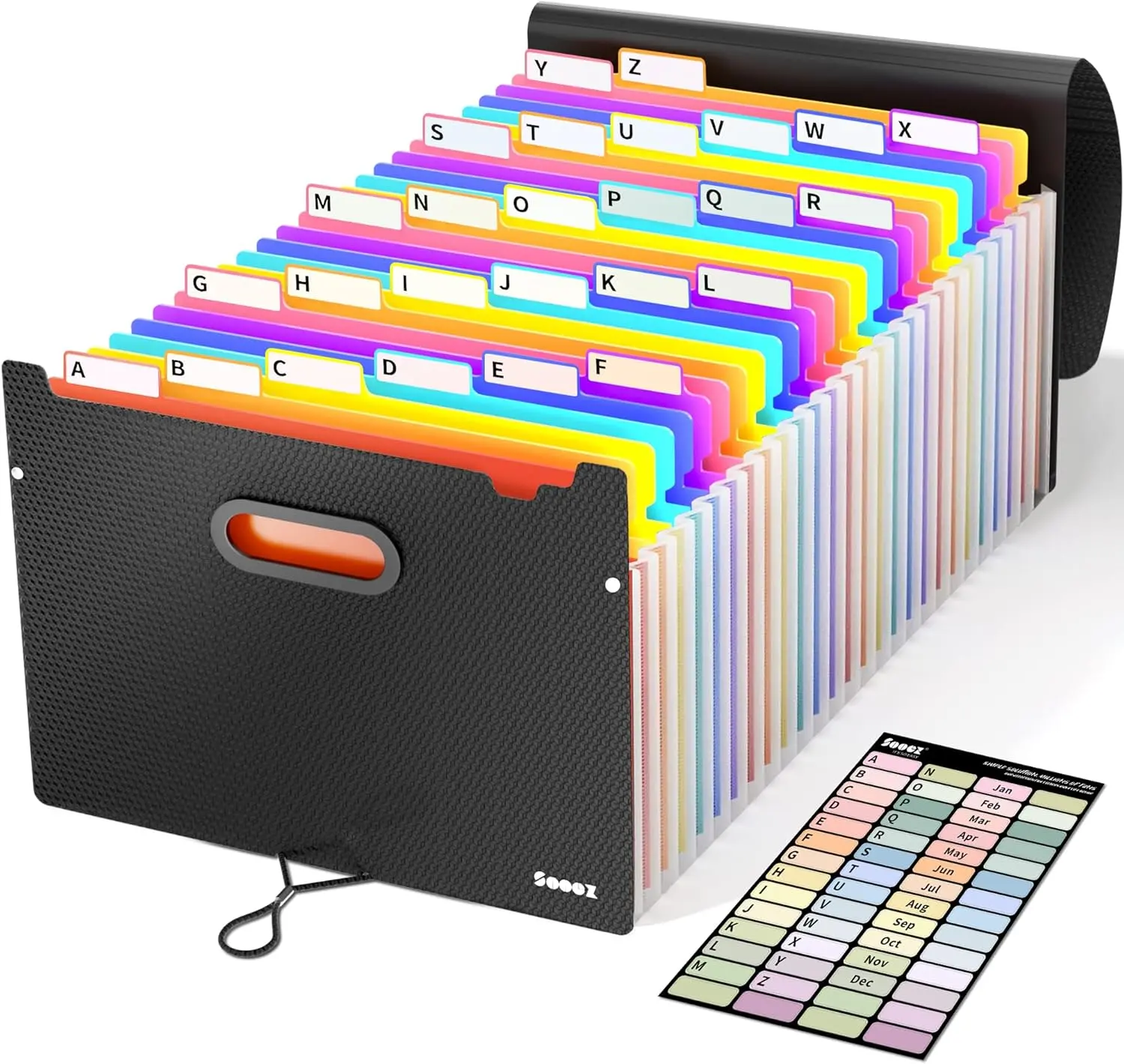 File Organizer with Unobstructed A-Z Tabs, Premium Expanding File Folder, Tax Receipt Document Organizer Storage for Letter/A4 Size Paper, School