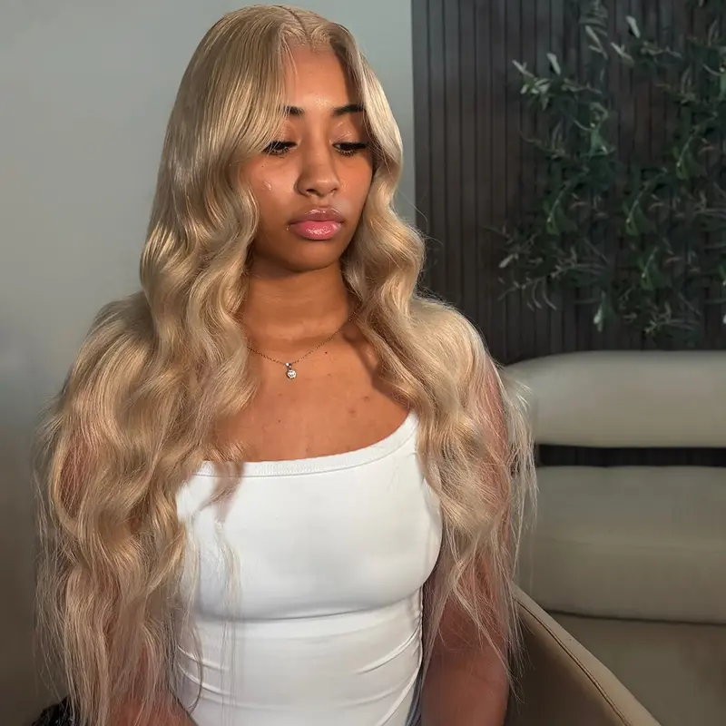 Ash Blonde Human Hair Wigs Pre Plucked for Women 13x6 Lace Front Body Wave Wigs 200 Density Transparent Human Hair Wigs Milk Tea Colored