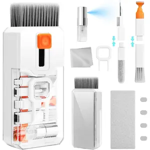 F-KCK01  Keyboard Cleaning Kit Laptop Cleaner, 10-in-1 Computer Screen Cleaning Brush Tool, Multi-Function PC Electronic Cleaner Kit Spray for iPad iPhone Pro, Earbuds, Camera Monitor, All-in-one with Patent Cloth Dslr