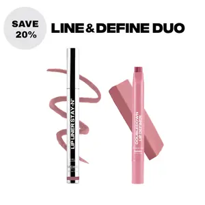 sacheu Line & Define Lip Duo - Lip Liner STAY-N & DoubleDown Lip Kit - Waterproof Peel-off Lip Stain + 2-in-1 K Beauty Lipstick