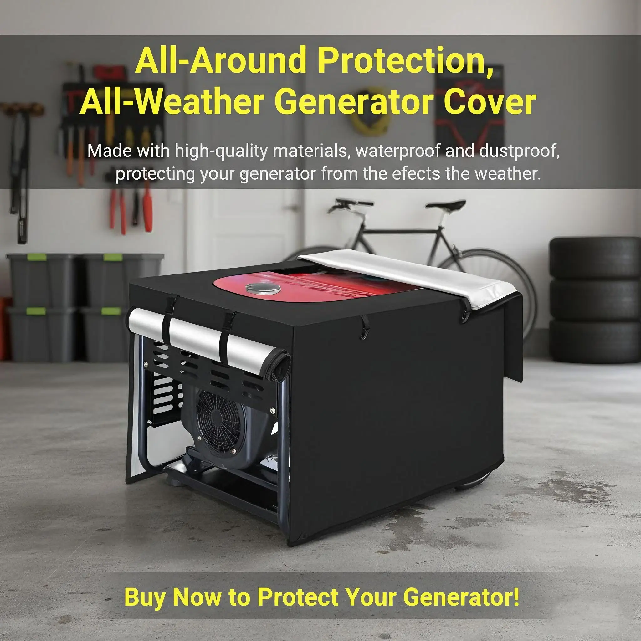 Durable Modern Heavy-Duty Generator Cover (38" x 28" x 27"), 420D Oxford Fabric All-Purpose Cover, Waterproof, Dustproof, Scratch-Resistant Outdoor Protector with Pouch for Extending Generator Lifespan (Black Friday, Cyber Monday Deal)