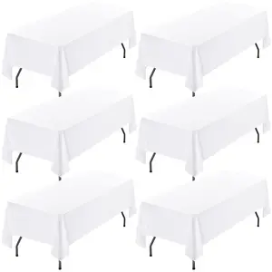 Showgeous 1/6-Pack 60×126 Inch White Tablecloths – Durable, Wrinkle-Resistant & Easy-Care Fabric for Weddings, Valentine’s Day, Baby Shower, Bridal Shower, Birthday Parties, Romantic Dinners, Family Gatherings & 2026 Trendy Event Decor