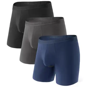 David Archy Men's Underwear Dual Pouch Ultra Soft comfortable Boxer Briefs 6.5"in 3 Pack Modal Fabric No Riding Up Breathable & Sweat Proof Menswear