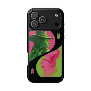 Wicked Dual Magic MagSafe Phone Case, Pink and Green Yin-Yang Witch Design, Fantasy Broadway Protective Cover for iPhone 17 16e 16 15 14 13 Series