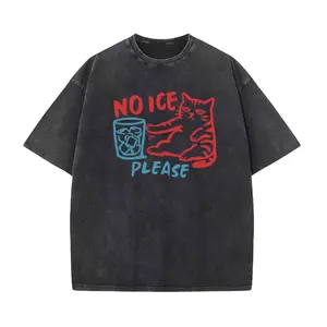 Humorous Cat Quote Tee – Washed Casual Shirt for Men and Women, Short Sleeve Crew Neck