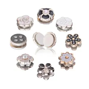 8 Pairs No-Snag Hijab Magnetic Pins | Multi-Use Premium Hijab Magnets, Rhinestones/Pearl Scarf Pin Buttons, Black, White