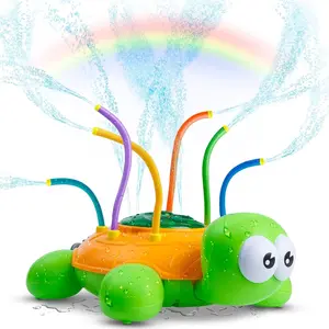 Spinning Turtle Water Sprinkler for Kids - Toddler Outdoor Summer Toy, Backyard Splashing Fun, 8ft High Spray, Garden Hose Attachment, Pool & Water Play Toy