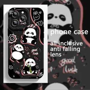 Panda Cute Illustration Pattern Phone Case, TPU Shockproof Full Protection Case, Suitable for iPhone 17/16/15/14/13/12/11 PRO MAX PLUS AIR E XS and PROMAX MINI, Ideal Gift for Friends and Family, MS1919