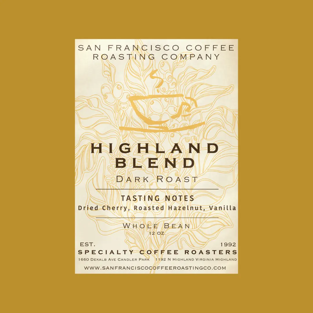 Highland Blend Dark Roast Coffee with Vanilla, Dried Cherry, Roasted Hazelnut, Whole Bean, Specialty Coffee Roaster 1992