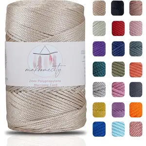 Polyester Macrame Cord 2mm x 250 yards (750 feet) 2mm Polypropylene Latte Macrame Cord for Crochet Crafts, Wall Hangings, Bags, Underplate, Rug