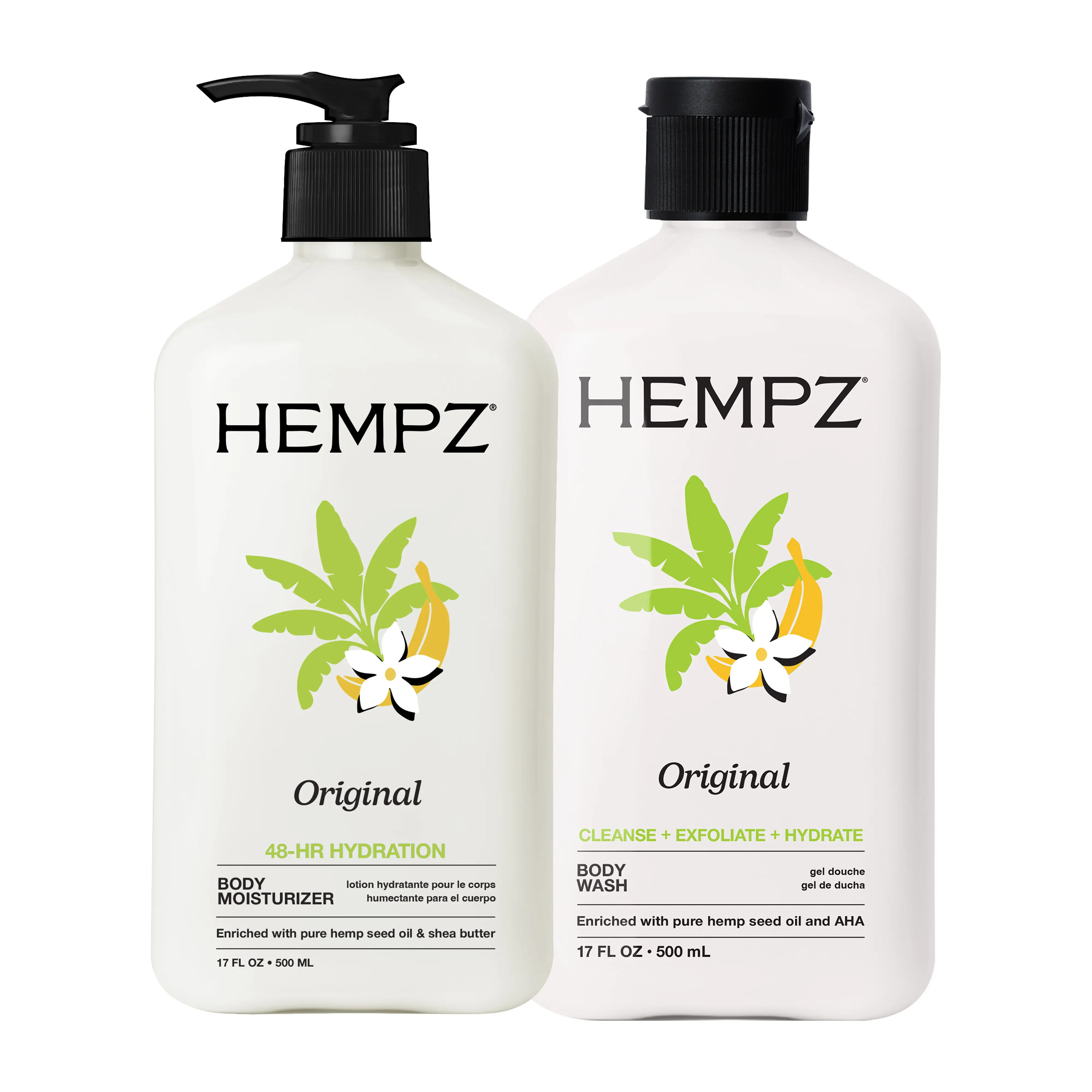 Hempz Exclusive Original Floral Banana Body Wash & Moisturizer Bundle