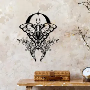 Mystical Moth Phase Metal Wall Art, Gothic Bohemian Home Decor, Rustic Style, Halloween Decoration, Unique Iron Craftsmanship