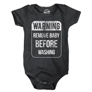 Warning Remove Baby Before Washing Baby Bodysuit Funny Sarcastic Graphic Novelty Jumper for Infants Funny Baby Onesies Funny Sarcastic Onesie Novelty Onesie Black -