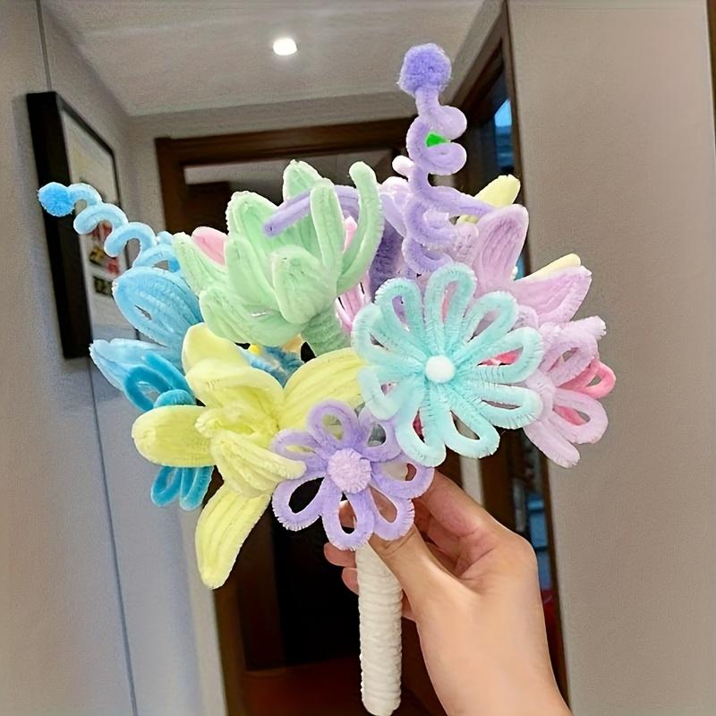 600 Spiral Rod Set, 6-Color Combination Ash Pipe Cleaner, DIY Pink Bouquet Handcraft, Plain Flower Decor
