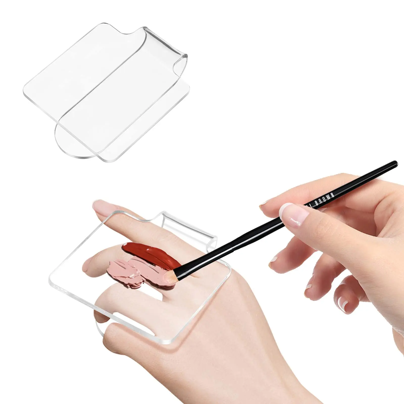 Acrylic Clear Makeup Palette, Foundation Color Mixing Tool, Portable Square Cosmetic Board, Makeup Tray, Travel-Friendly, Ideal for Daily Makeup