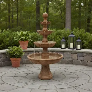 360 Stand 80x43.50x43.50 in. Brown Polyresin Decorative Garden Art, Weatherproof Garden Accessories, Patio Outdoor Traditional Home Decor