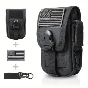 Tactical Phone Pouch Molle,Smartphone Holster Bag EDC Utility Cellphone Lock Card Holder Organizer Fit for Waist Belt Case Include Tactical Gear Clip and U.S.A Patch,Cell Phone Holster Pouch Smartphone Pouch Case Molle Attachment Gadget Bag Belt Waist Bag