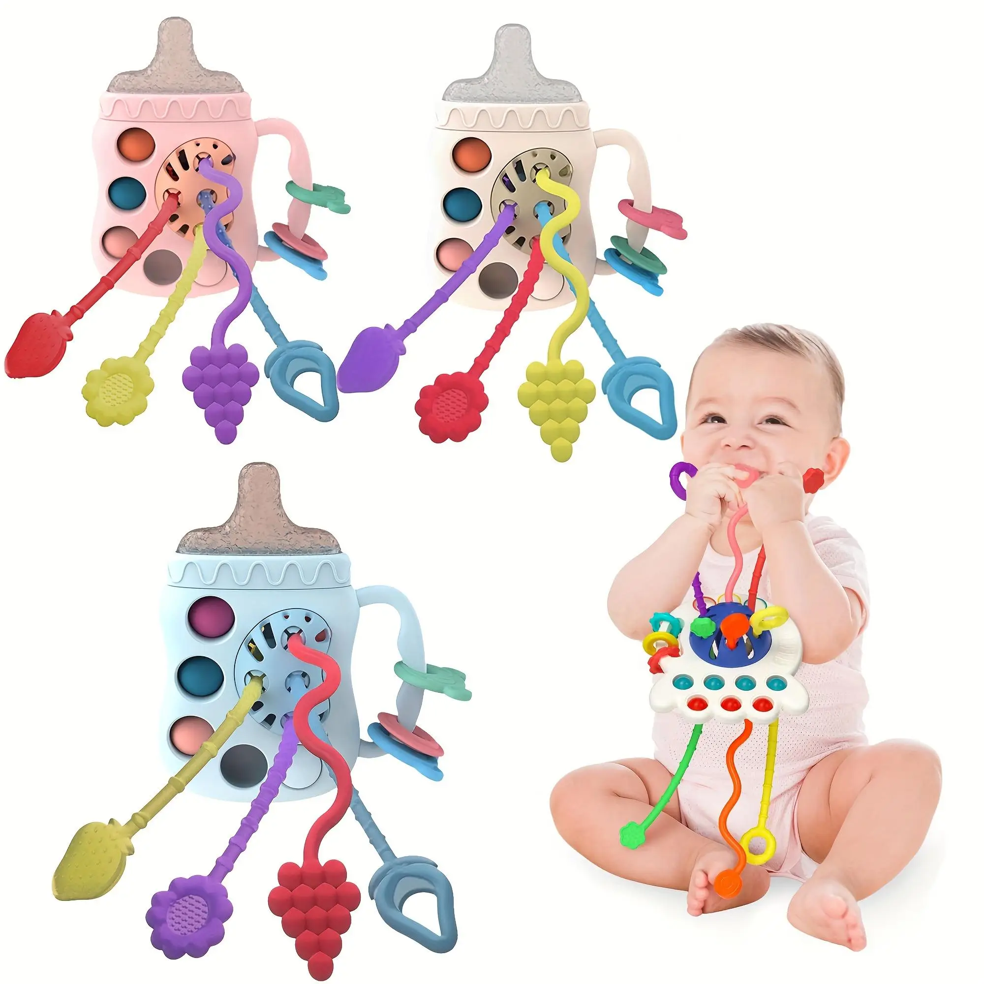 Toys for 1 Year Old Boy Gifts - Baby Toys 12-18 Months Silicone Pull String Toys for 1 Year Old Girl Gifts Travel Toys for Toddlers 1-3 1st One Year O