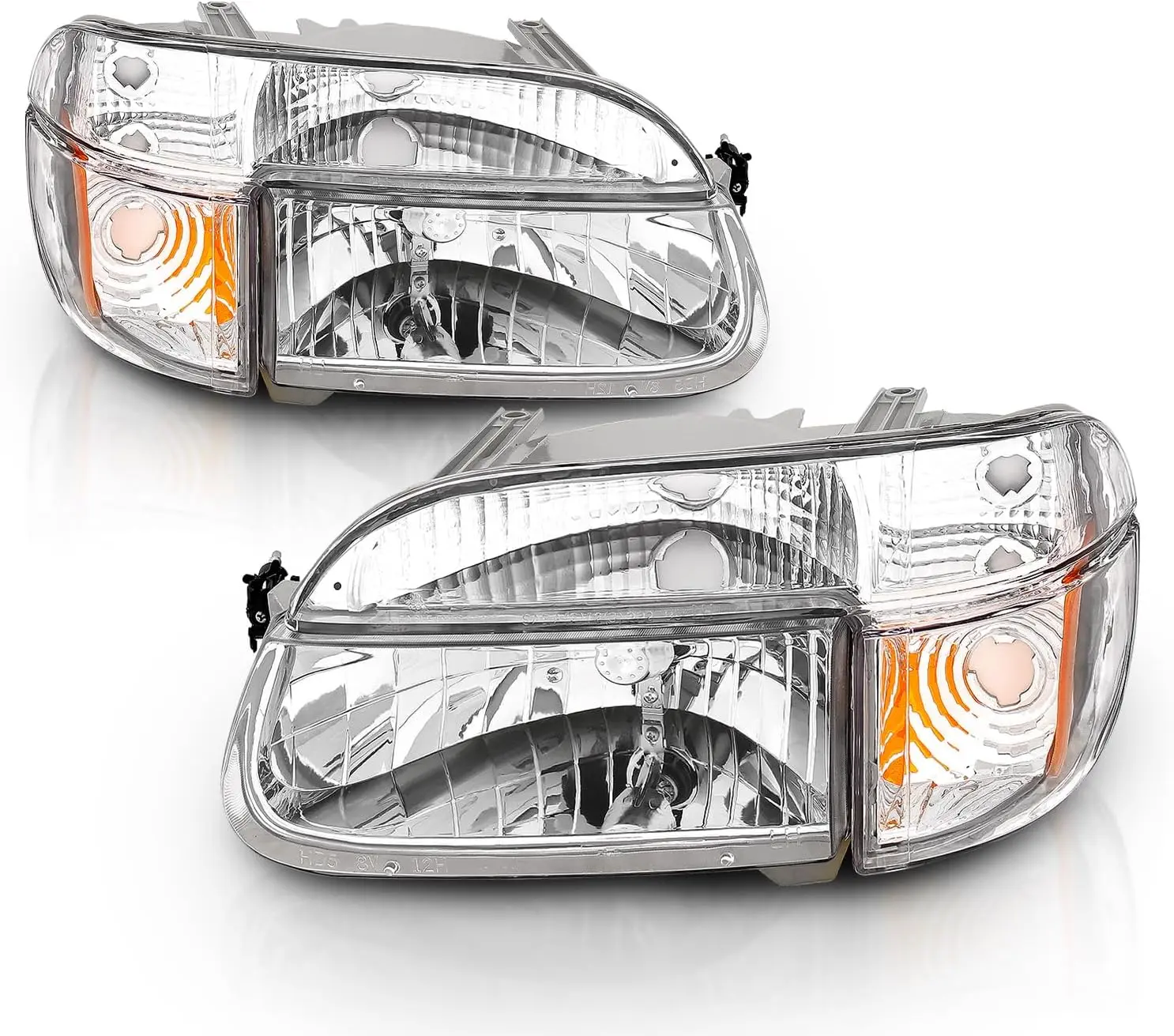 AmeriLite Chrome Replacement Headlights Lamp w/Corner Parking Turn Signal Set For 1995-2001 Ford Explorer - Passenger and Driver Side