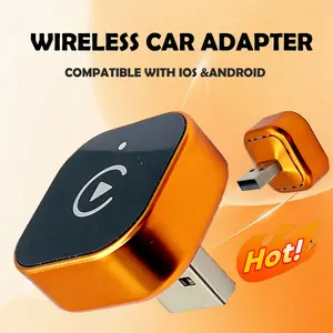 CarPlay Converter 2026 Newest Wireless Adapter for 2017+ Vehicles with Factory Wired CarPlay, Orange/Black Color Choices, Short-Plug Hidden Design Anti-Drop, Auto-Connect & Delay-Free BT5.0, Supports In-Car Video Entertainment for Road Trips and Daily Com