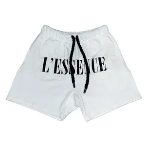 L'ESSENCE Customized White Shorts Thick Drawstrings 100% Durable Cotton Oversized Fashion Cotton for Men