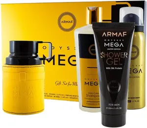 ARMAF Odyssey Mega 4-Piece Gift Set for Men Limited Edition Cologne + Shampoo + Shower Gel + Body Spray